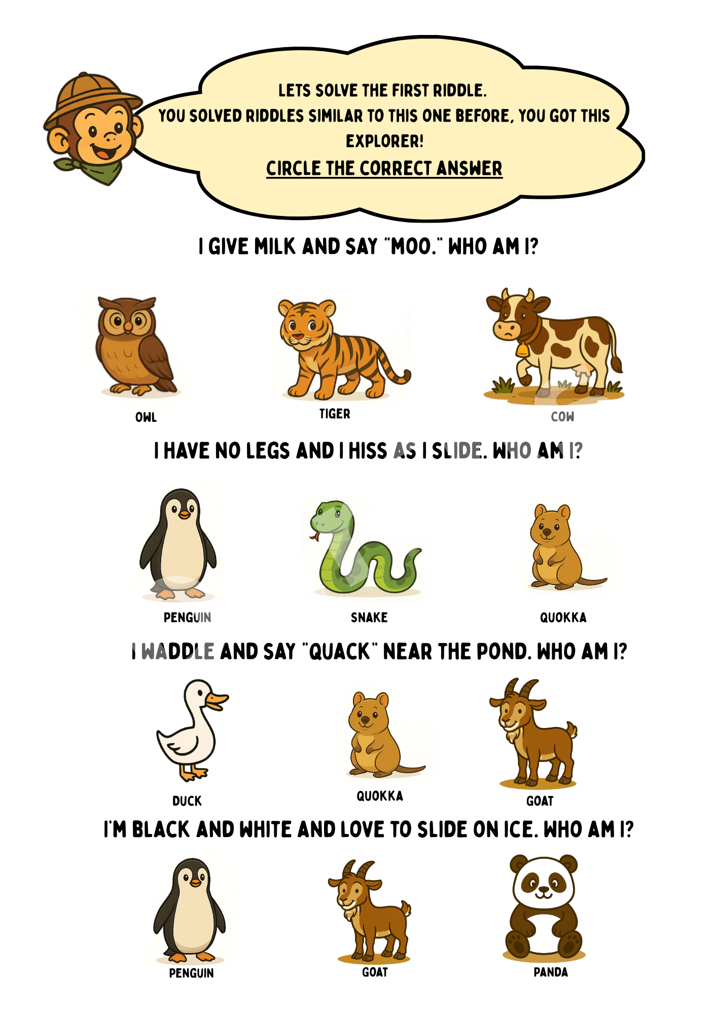 Book 4: The Cave Of Treasure Adventure | Preschool Animal Learning & Activity Book | Dunins