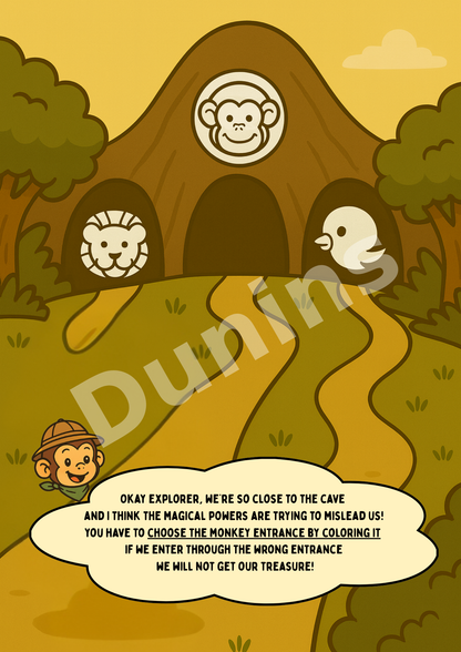 Book 4: The Cave Of Treasure Adventure | Preschool Animal Learning & Activity Book | Dunins