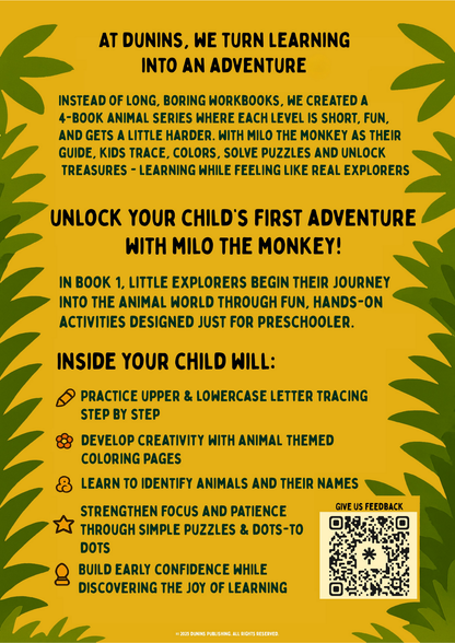 Book 1: The Key | Preschool Animal Learning & Activity Book | Dunins