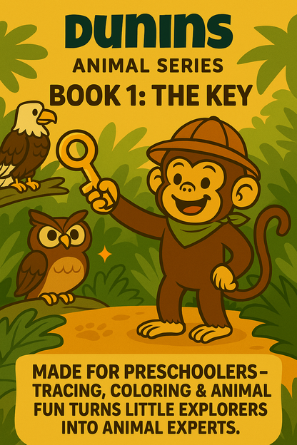 Book 1: The Key – Animal Tracing & Coloring Workbook for Preschoolers | Dunins