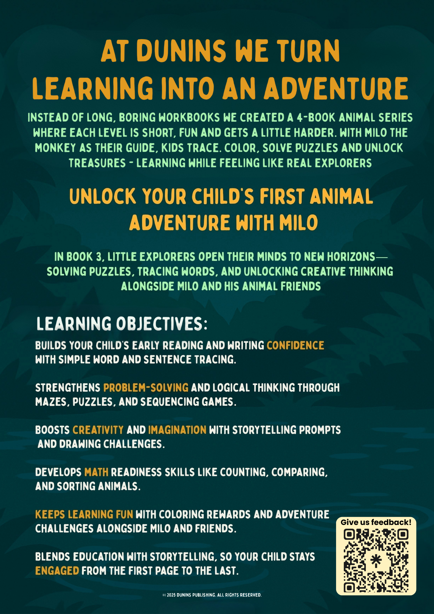 Book 3: The River Crossing Adventure | Preschool Animal Learning & Activity Book | Dunins