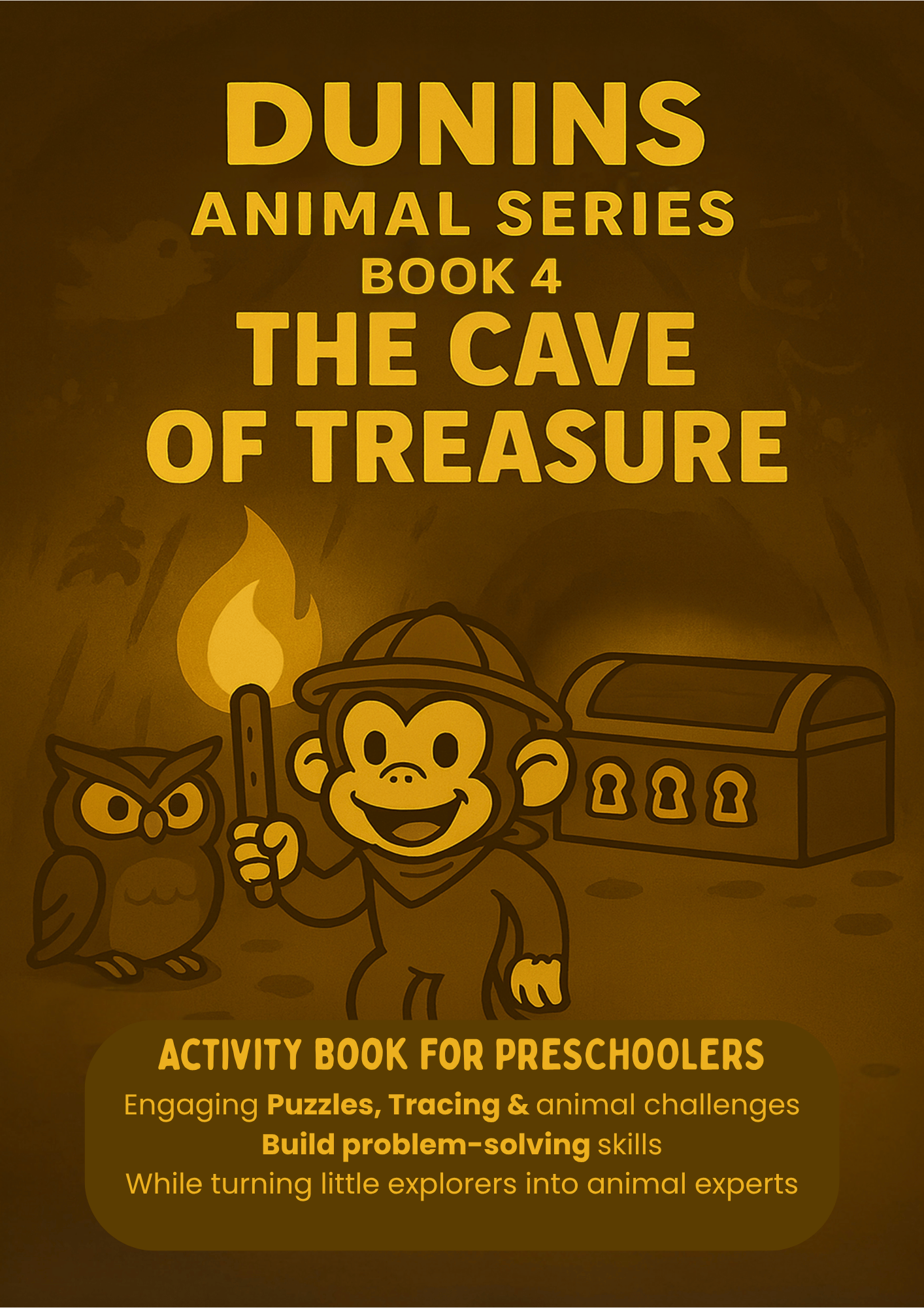 Book 4: The Cave Of Treasure Adventure | Preschool Animal Learning & Activity Book | Dunins