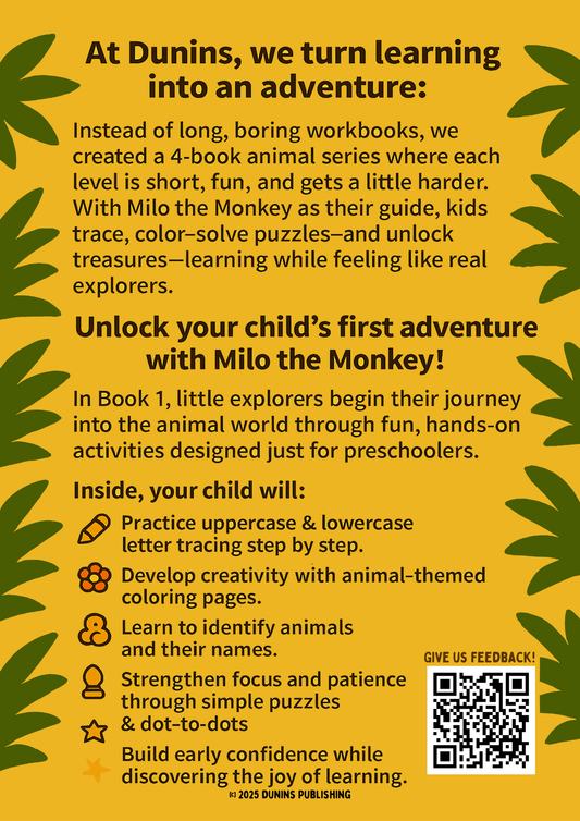 Book 1: The Key – Animal Tracing & Coloring Workbook for Preschoolers | Dunins