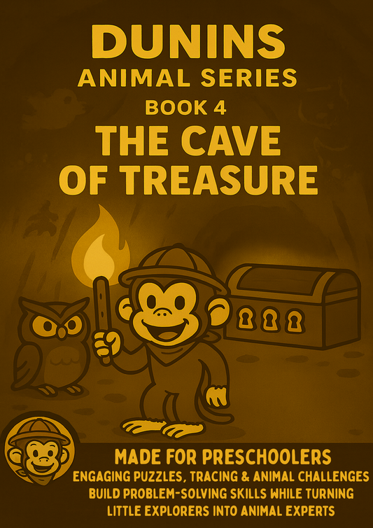 Book 4: The Cave Of Treasure Adventure Animal Tracing & Coloring Workbook for Preschoolers | Dunins
